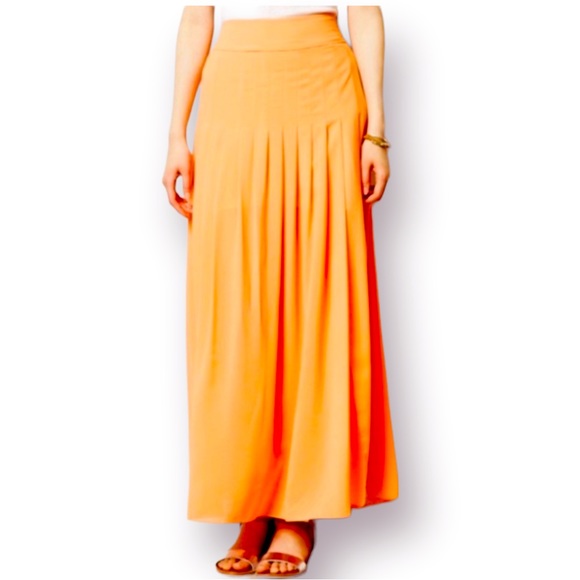 Anthropologie Dresses & Skirts - ANTHROPOLOGIE | Maeve Orange Maxi Sheer Skirt